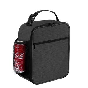 Insulated Dark Gray Lunch Bag with Mesh Pocket